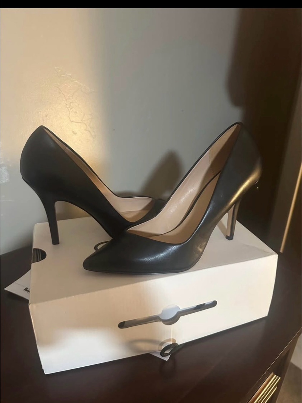 Aldo Black Leather Pointed-Toe Stiletto Pumps used once